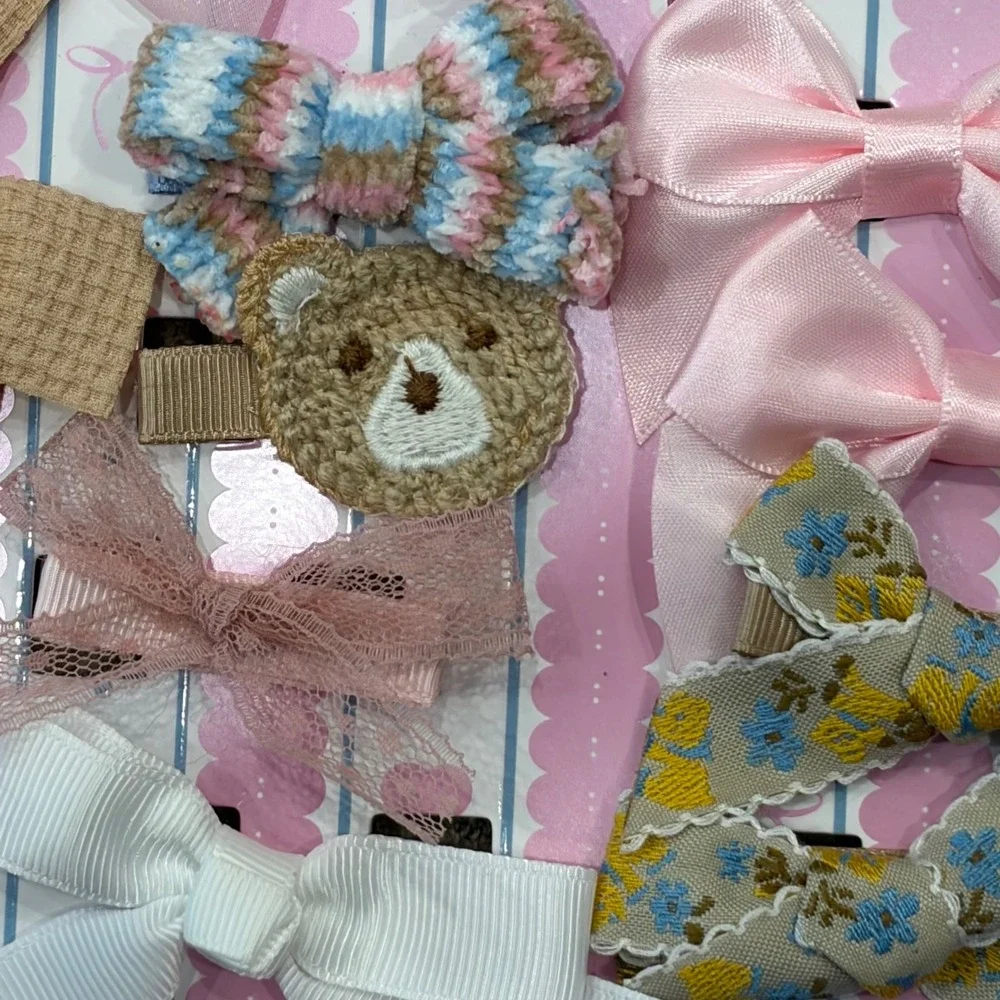 Capelli New York Baby 20 Piece Hair Bow Collection Bear Floral Lace Pink Blue
